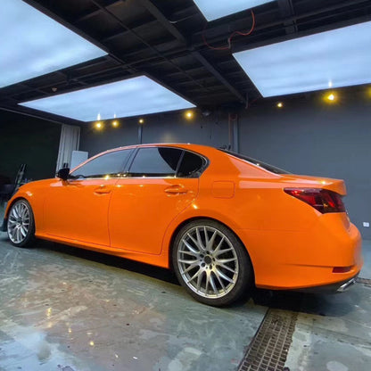 Super Gloss Flame Orange Vinyl Wrap Car (PET Liner)