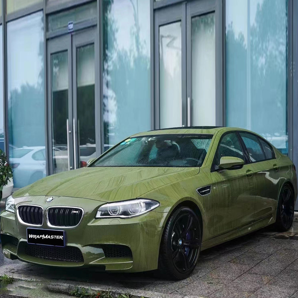 Glossy Crystal Battle Green Vinyl Wrap PET Liner