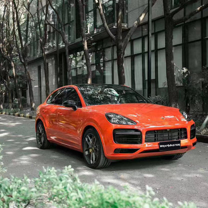 Super Gloss Porsche Orange Vinyl Wrap Car (PET Liner)