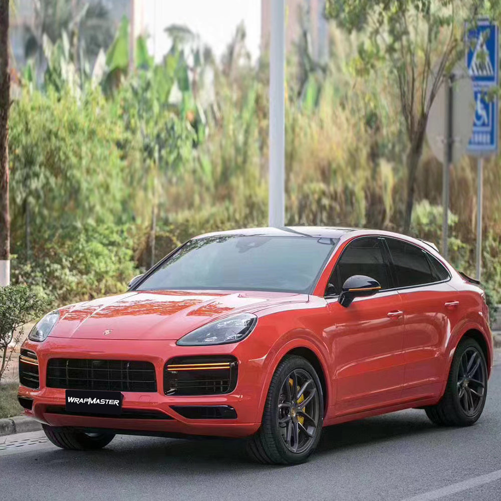 Super Gloss Porsche Orange Vinyl Wrap Car (PET Liner)