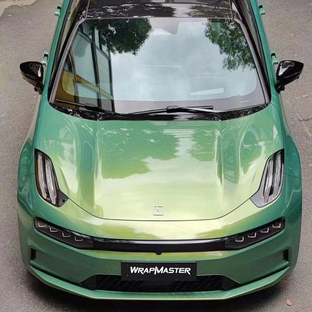 True Gloss Metallic Rainbow Green Vehicle Vinyl Wrap (PET Liner)