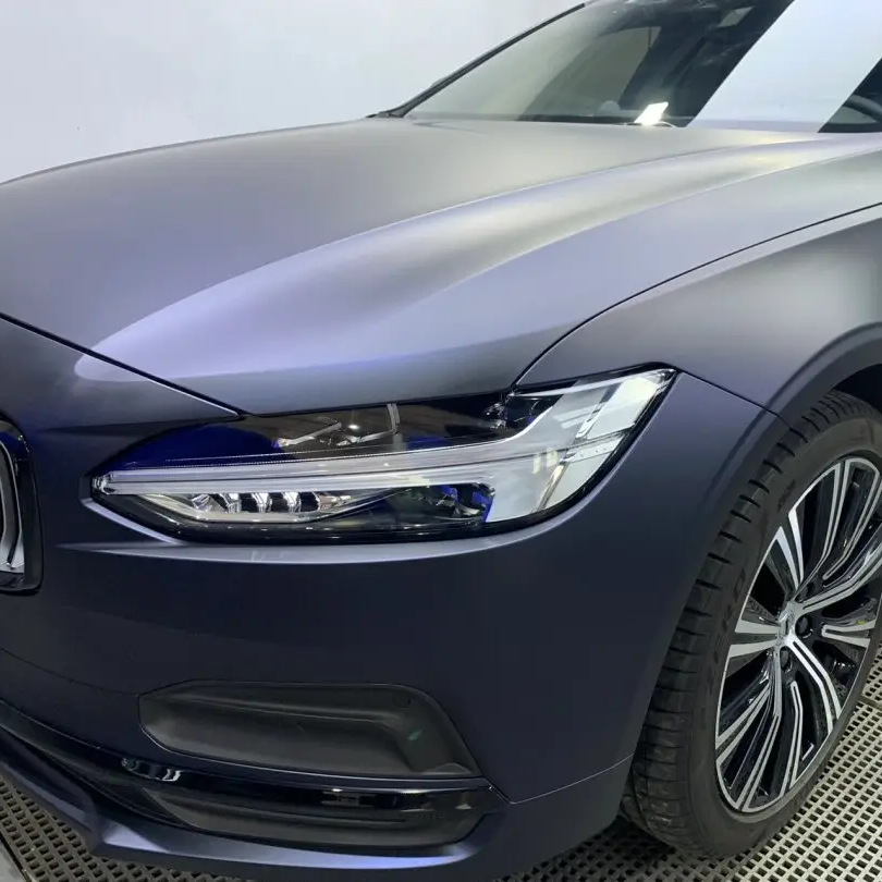 Ultral Matte Metal Black Blue Vinyl Wrap (PET Liner)