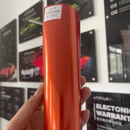 Gloss Metallic Gulf Orange Vinyl Wrap (PET Liner)
