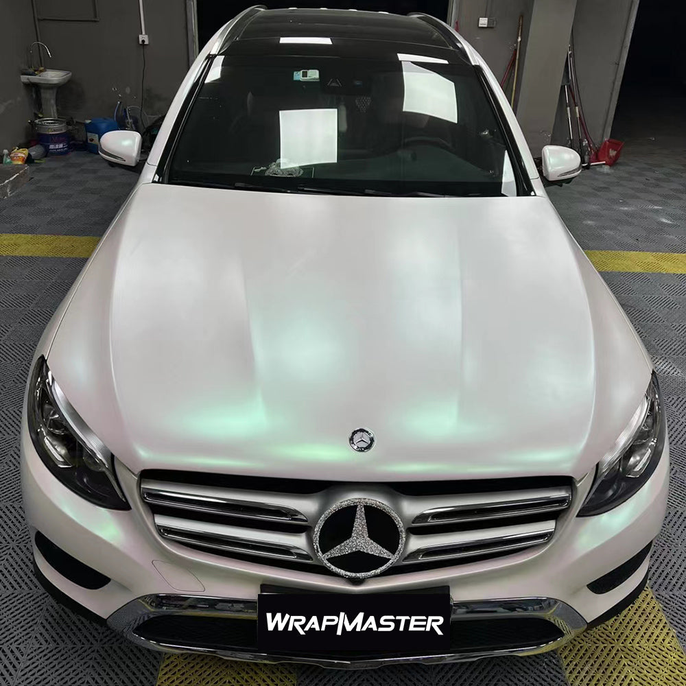Satin Auora White Glitter Chameleon Wrap (PET Liner)