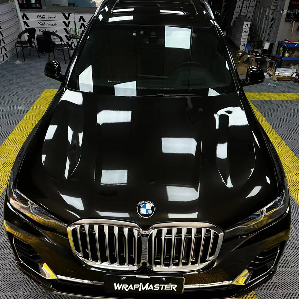 Gloss Metallic Black Vehicle Wraps (PET Liner)