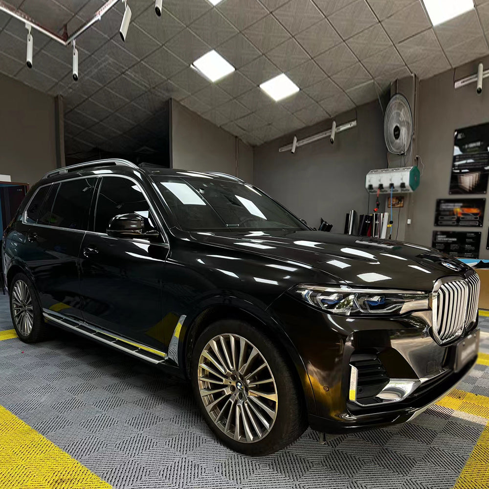 Gloss Metallic Black Gold Vehicle Wraps (PET Liner)