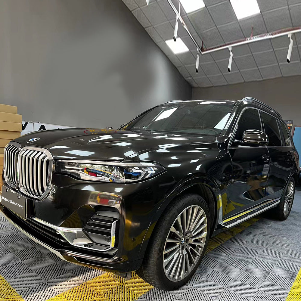 Gloss Metallic Black Gold Vehicle Wraps (PET Liner)