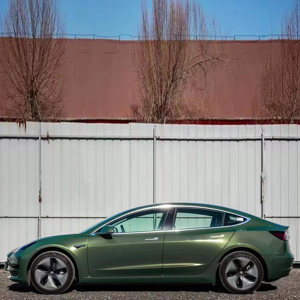 Gloss Metallic Dazzling Night Green Vehicle Wrap (PET Liner)