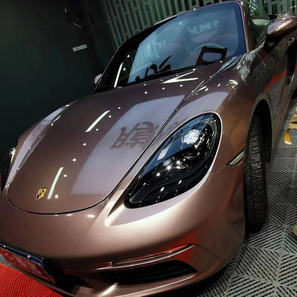 Gloss Metallic Porsche Strawberry Pink Vehicle Wrap Vinyl (PET Liner)