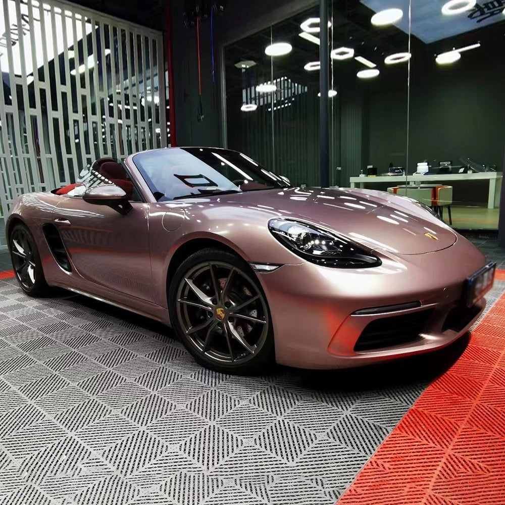 Gloss Metallic Porsche Strawberry Pink Vehicle Wrap Vinyl (PET Liner)