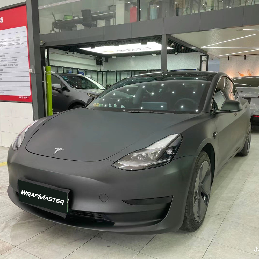 Matte Metallic Black Vinyl Wrap (PET Liner)