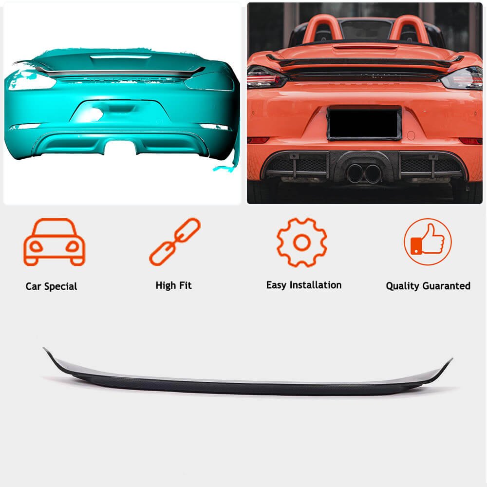 Porsche 718 (982) Boxster 2016-2021 Rear Trunk Spoiler Dry Carbon Fiber