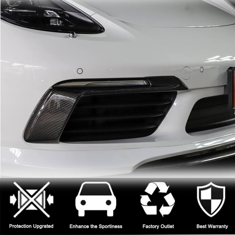 Porsche 718 (982) Boxster Cayman 2016-2019 Fog Light Covers Dry Carbon Fiber/FRP