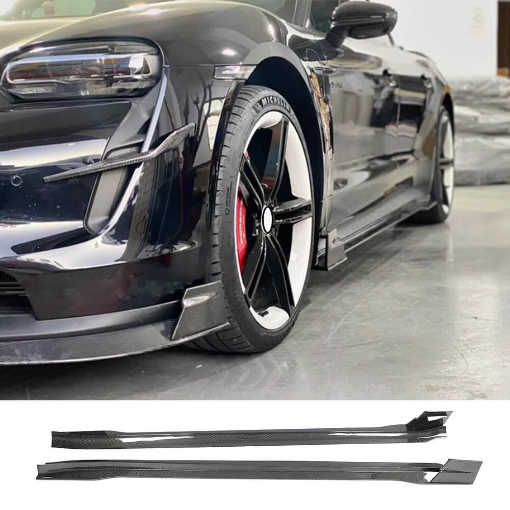 Porsche Taycan Base 4S Sedan 4-Door 2019-2024 Real Carbon Fiber Side Skirts