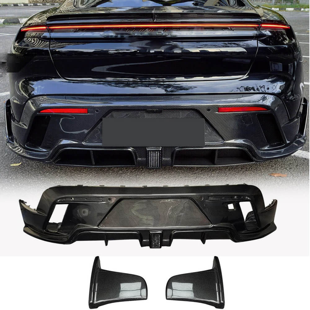Porsche Taycan Turbo S 9J1 Sedan 2019-2024 Rear Bumper Lip Carbon Fiber