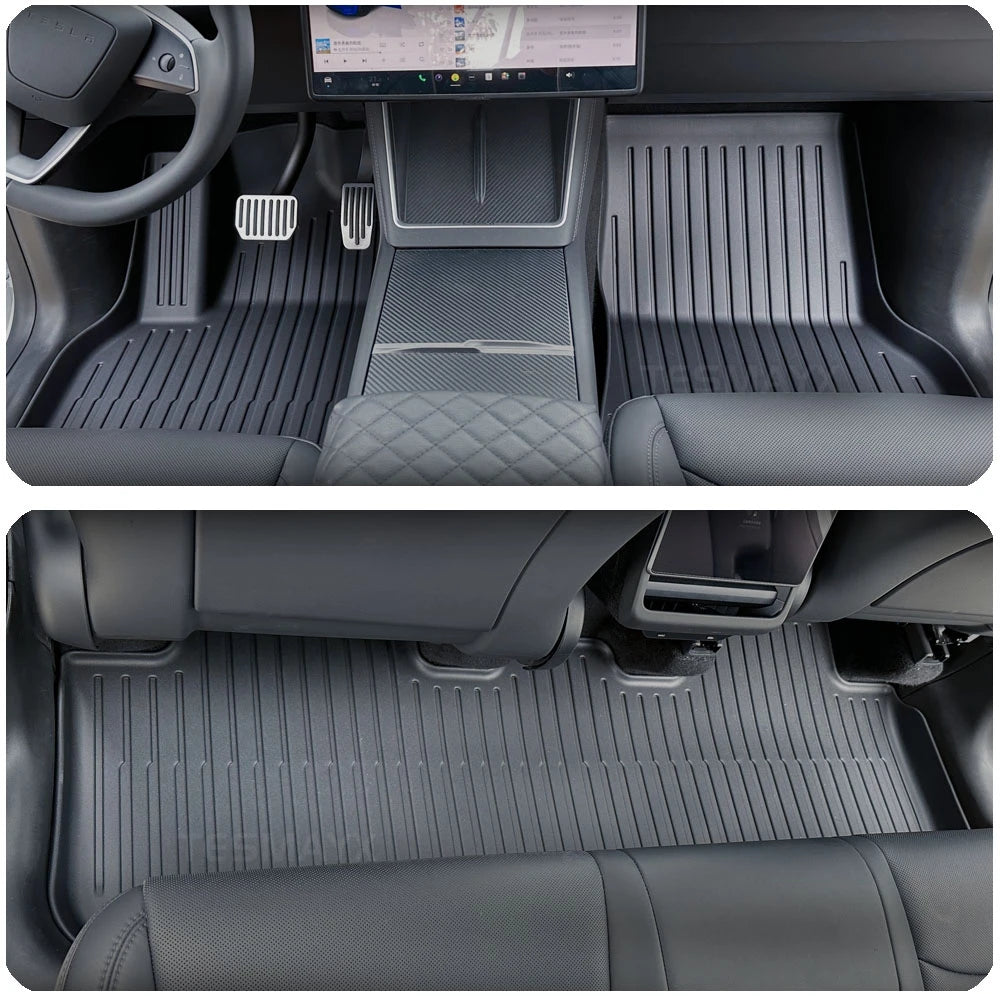 Custom TPE All-Weather Floor Mats for 2025-2026 Tesla Model Y Juniper with Cargo Liner & Kick Pads