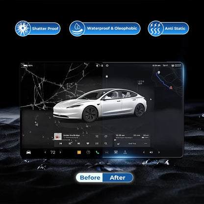 Futhope 16 Inch Tempered Glass Screen Protector For Tesla model Y YL 2026 Juniper HD Center Control Film Installation tool
