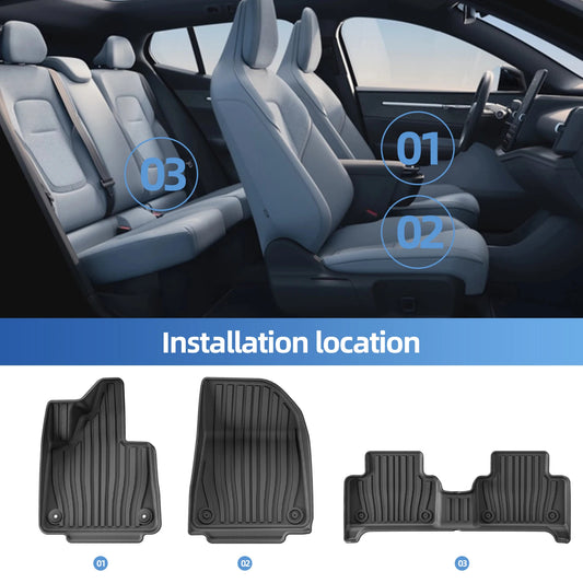 Custom TPE All-Weather Floor Mats for 2024-2026 Volvo EX30 with Cargo Liner