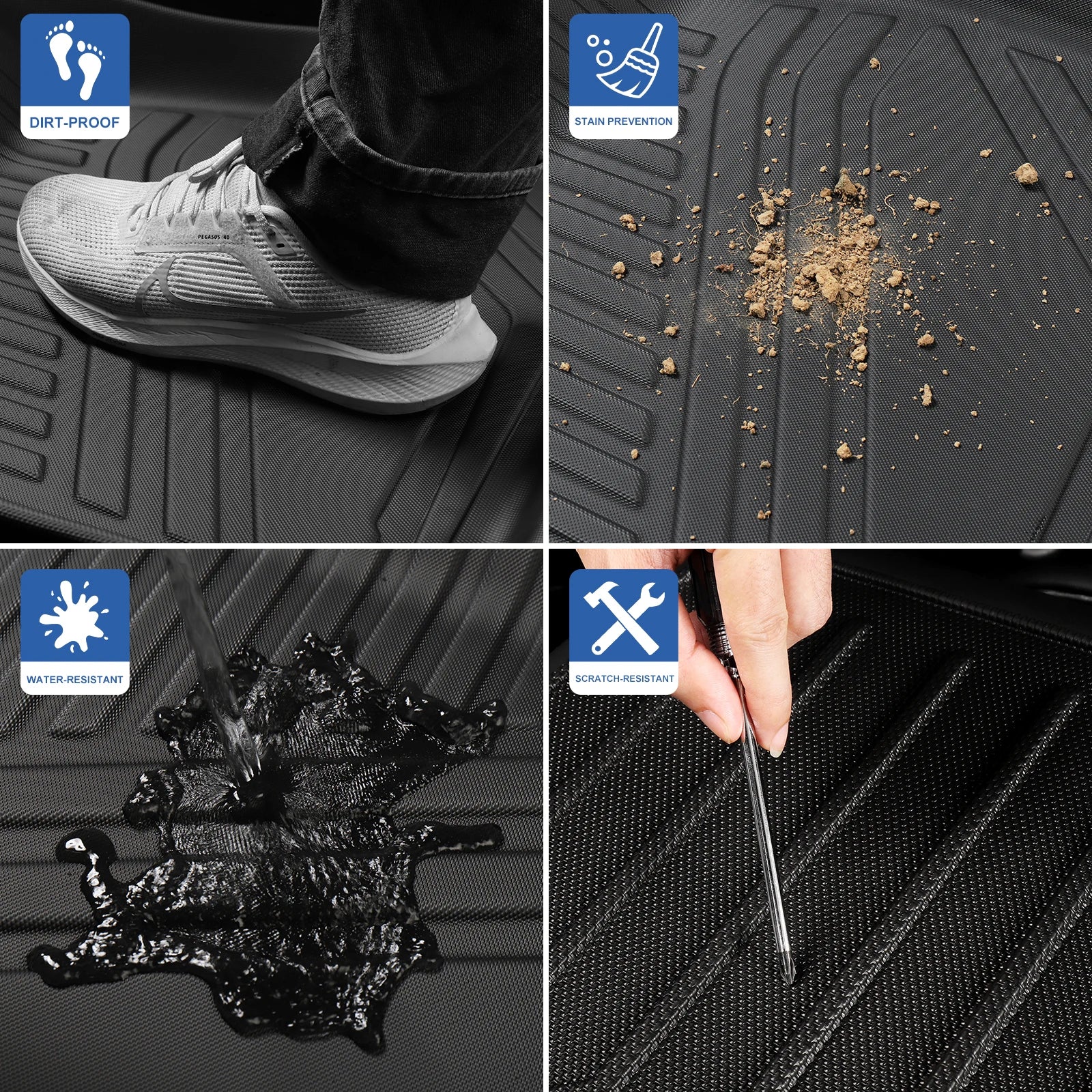 Custom TPE All-Weather Floor Mats for 2025-2026 Tesla Model Y Juniper 5-Seat (LHD) with Door Sill Cover