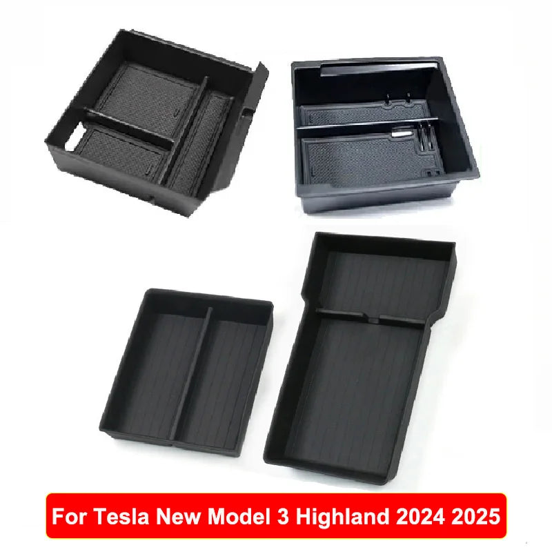 For Tesla Model Y Juniper 2025 Model 3 Highland Center Console Armrest Hidden Storage Box Cup Holder Car Organizer Accessories