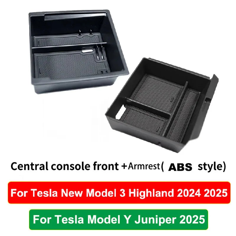 For Tesla Model Y Juniper 2025 Model 3 Highland Center Console Armrest Hidden Storage Box Cup Holder Car Organizer Accessories