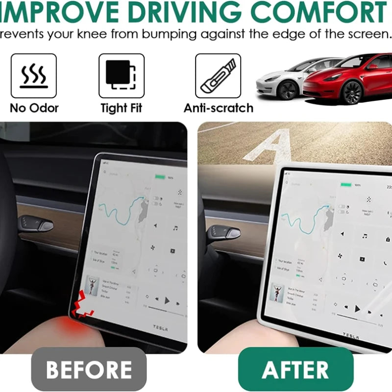 For Tesla Model 3 / Y Silicone Protective Frame Edge Cover Central Control Display Navigation Screen Protector Car Accessories