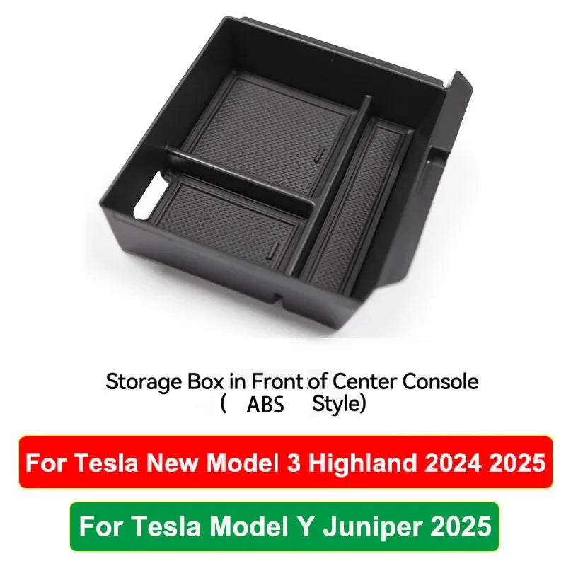 For Tesla Model Y Juniper 2025 Model 3 Highland Center Console Armrest Hidden Storage Box Cup Holder Car Organizer Accessories