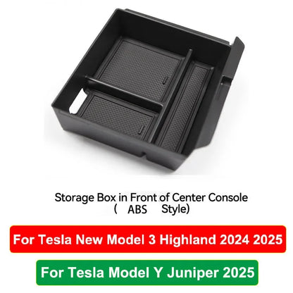 For Tesla Model Y Juniper 2025 Model 3 Highland Center Console Armrest Hidden Storage Box Cup Holder Car Organizer Accessories