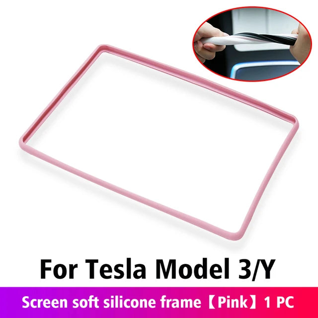 For Tesla Model 3 / Y Silicone Protective Frame Edge Cover Central Control Display Navigation Screen Protector Car Accessories
