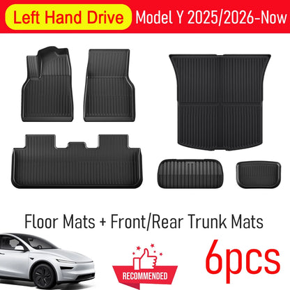 Custom TPE All-Weather Floor Mats for 2025-2026 Tesla Model Y Juniper with Cargo Liner & Kick Pads