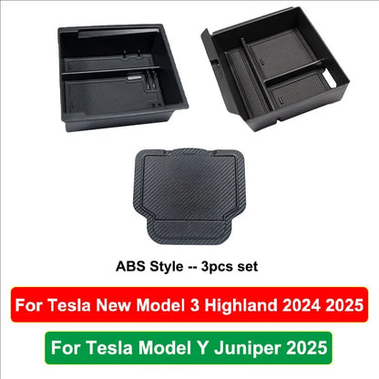 For Tesla Model Y Juniper 2025 Model 3 Highland Center Console Armrest Hidden Storage Box Cup Holder Car Organizer Accessories