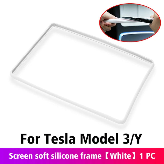 For Tesla Model 3 / Y Silicone Protective Frame Edge Cover Central Control Display Navigation Screen Protector Car Accessories