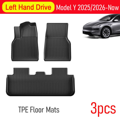 Custom TPE All-Weather Floor Mats for 2025-2026 Tesla Model Y Juniper with Cargo Liner & Kick Pads