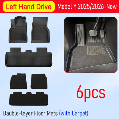 Custom TPE All-Weather Floor Mats for 2025-2026 Tesla Model Y Juniper with Cargo Liner & Kick Pads