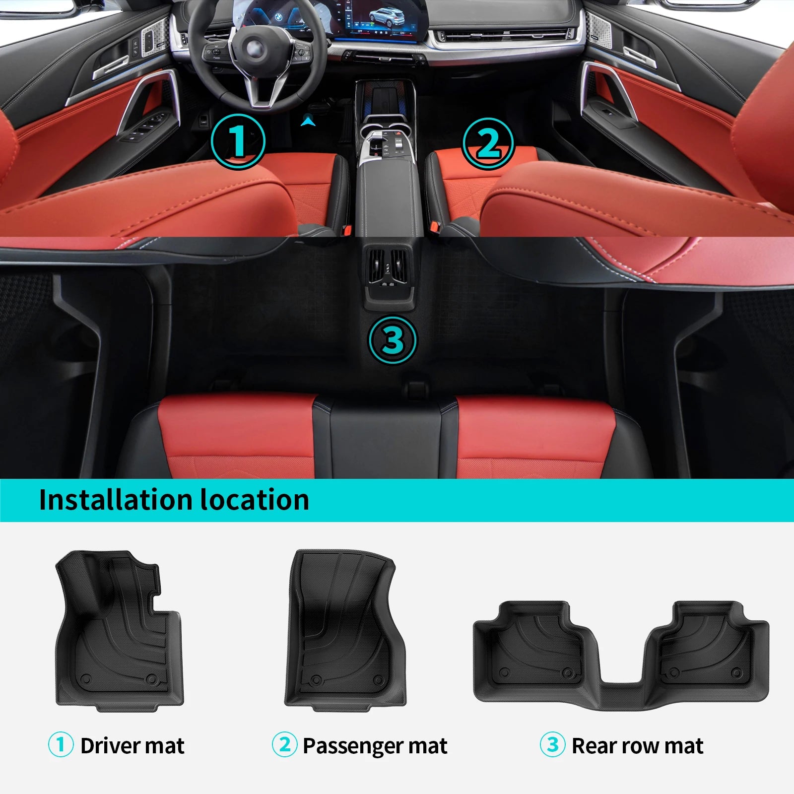 Custom TPE All-Weather Floor Mats for 2023-2026 BMW X1 (EU Version, Left-Hand Drive)