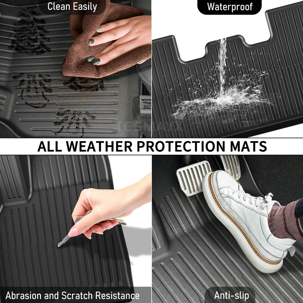 Custom TPE All-Weather Floor Mats for 2025-2026 Tesla Model Y Juniper with Cargo Liner & Kick Pads