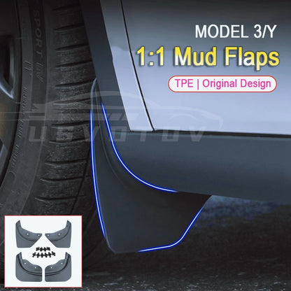 Protect Paint Mud Flap for Tesla Model 3 Y Accessories 2025 2026 Mud Flaps Tire Splash Guard All Weather Car Mudflap Accessories