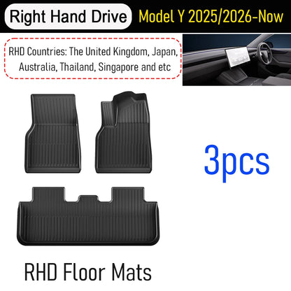 Custom TPE All-Weather Floor Mats for 2025-2026 Tesla Model Y Juniper with Cargo Liner & Kick Pads