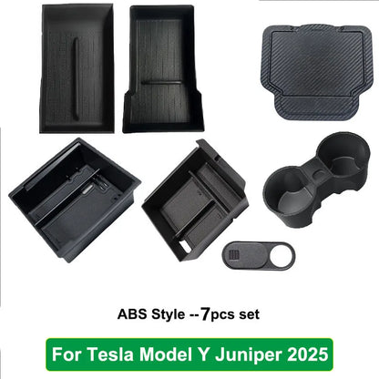 For Tesla Model Y Juniper 2025 Model 3 Highland Center Console Armrest Hidden Storage Box Cup Holder Car Organizer Accessories