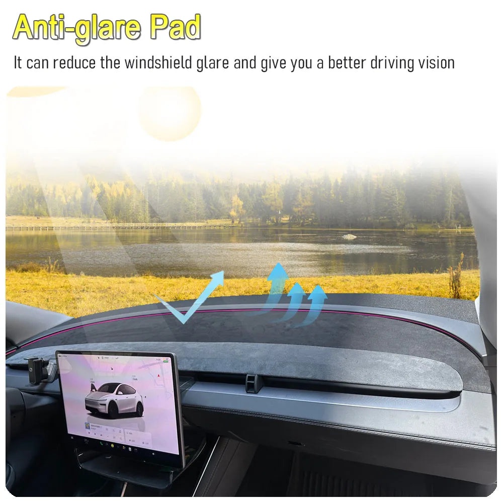 For Tesla Model Y Juniper 2026 2025 Dashboard Cover Pad Suede Sunshade Protector Anti-UV Dash Mat Non-slip Pads Car Accessories