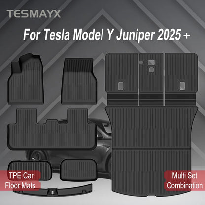 Custom TPE All-Weather Floor Mats for 2025-2026 Tesla Model Y Juniper with Cargo Liner & Kick Pads
