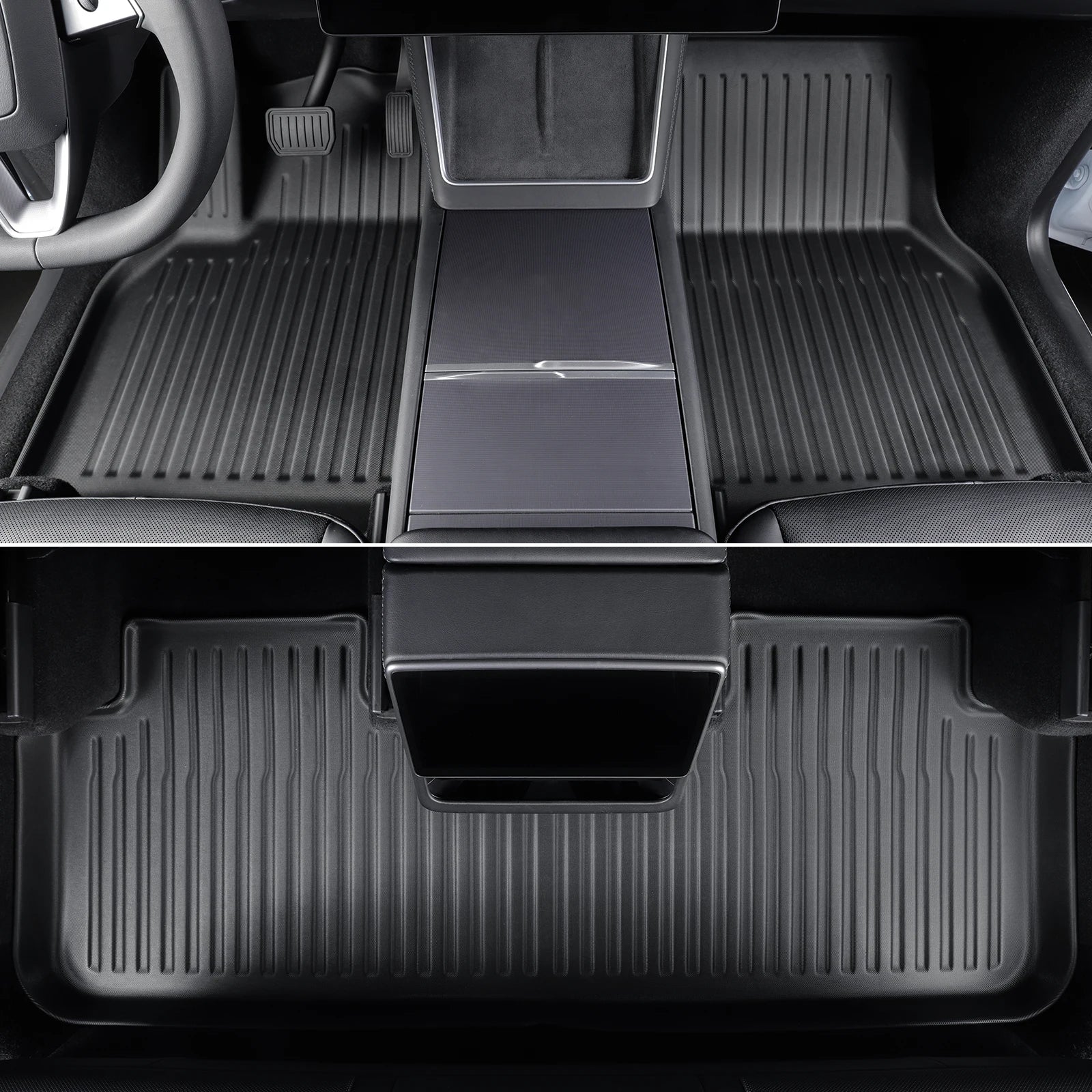 Custom TPE All-Weather Floor Mats for 2025-2026 Tesla Model Y Juniper 5-Seat (LHD) with Door Sill Cover