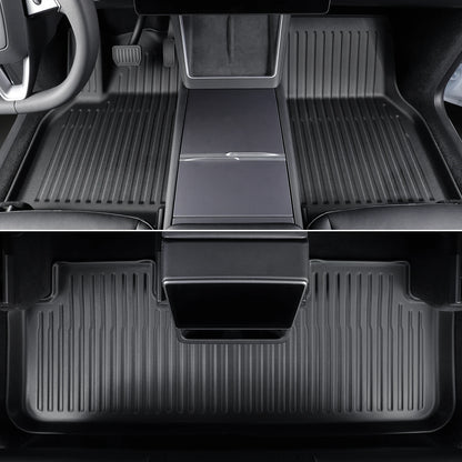 Custom TPE All-Weather Floor Mats for 2025-2026 Tesla Model Y Juniper 5-Seat (LHD) with Door Sill Cover