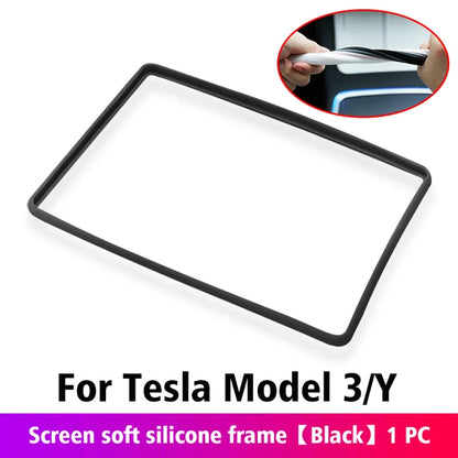 For Tesla Model 3 / Y Silicone Protective Frame Edge Cover Central Control Display Navigation Screen Protector Car Accessories