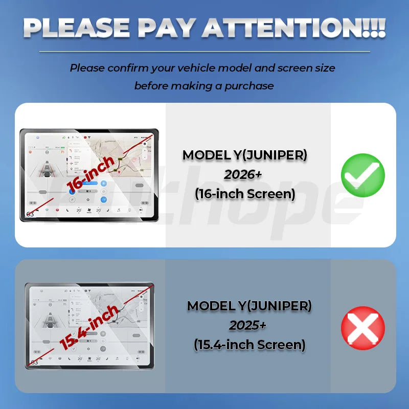 Futhope 16 Inch Tempered Glass Screen Protector For Tesla model Y YL 2026 Juniper HD Center Control Film Installation tool