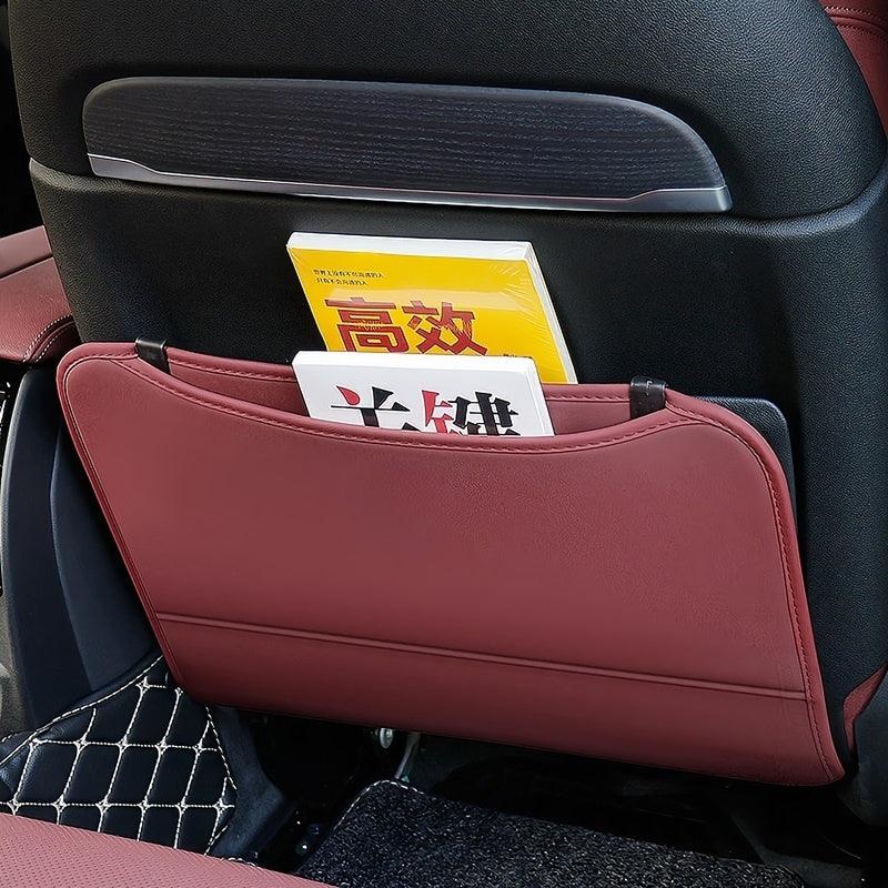 Leather Car Seat Back Protector Mats with Storage Pocket, 2-Piece