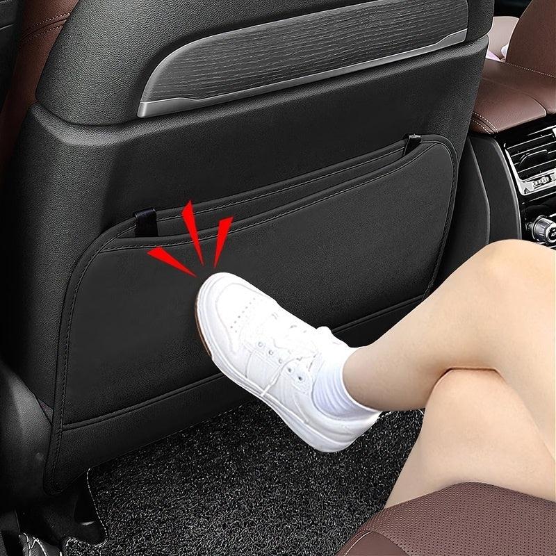 Leather Car Seat Back Protector Mats with Storage Pocket, 2-Piece