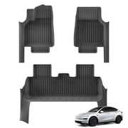 Custom TPE All-Weather Floor Mats for 2025-2026 Tesla Model Y Juniper 5-Seat (LHD) with Door Sill Cover