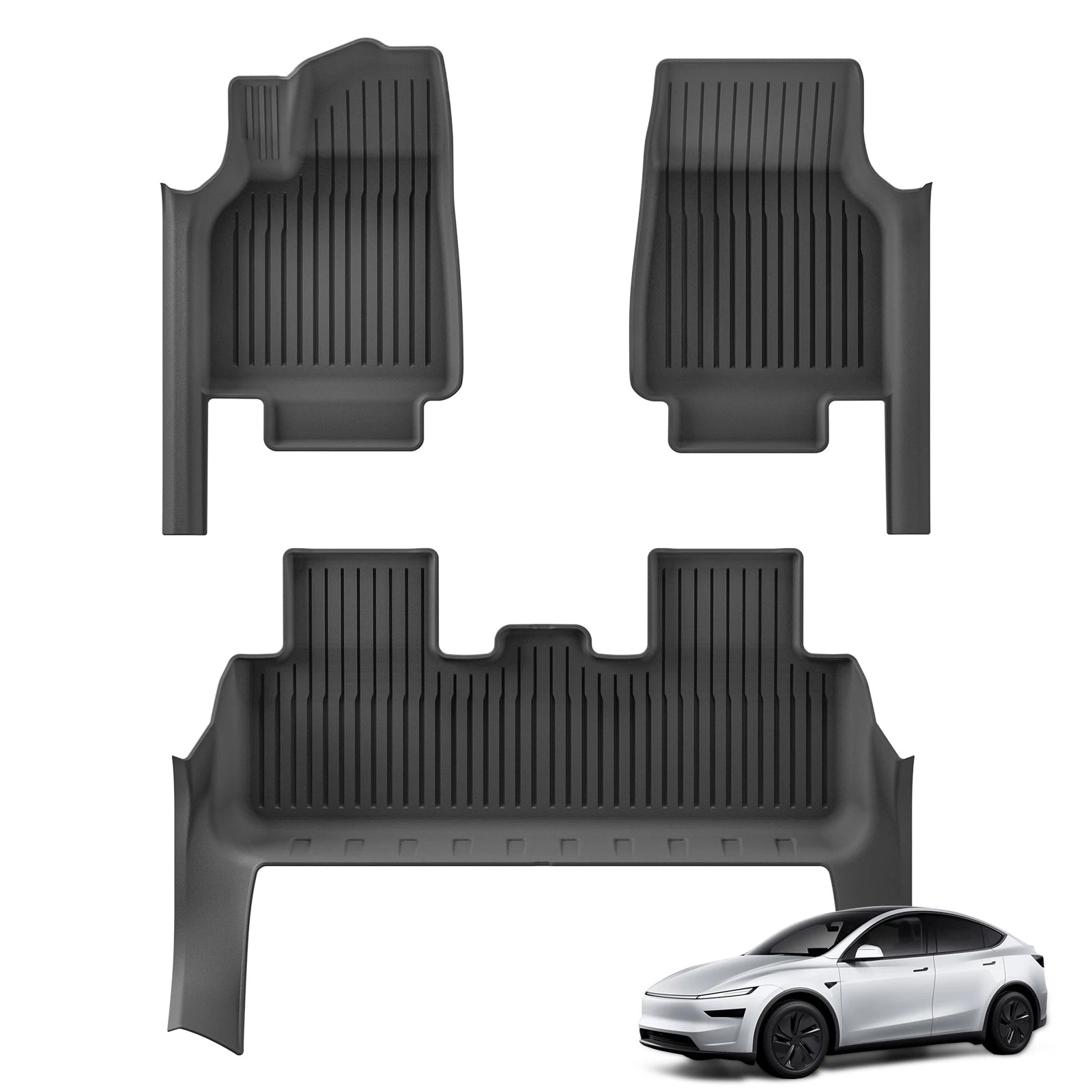 Custom TPE All-Weather Floor Mats for 2025-2026 Tesla Model Y Juniper 5-Seat (LHD) with Door Sill Cover