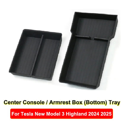 For Tesla Model Y Juniper 2025 Model 3 Highland Center Console Armrest Hidden Storage Box Cup Holder Car Organizer Accessories